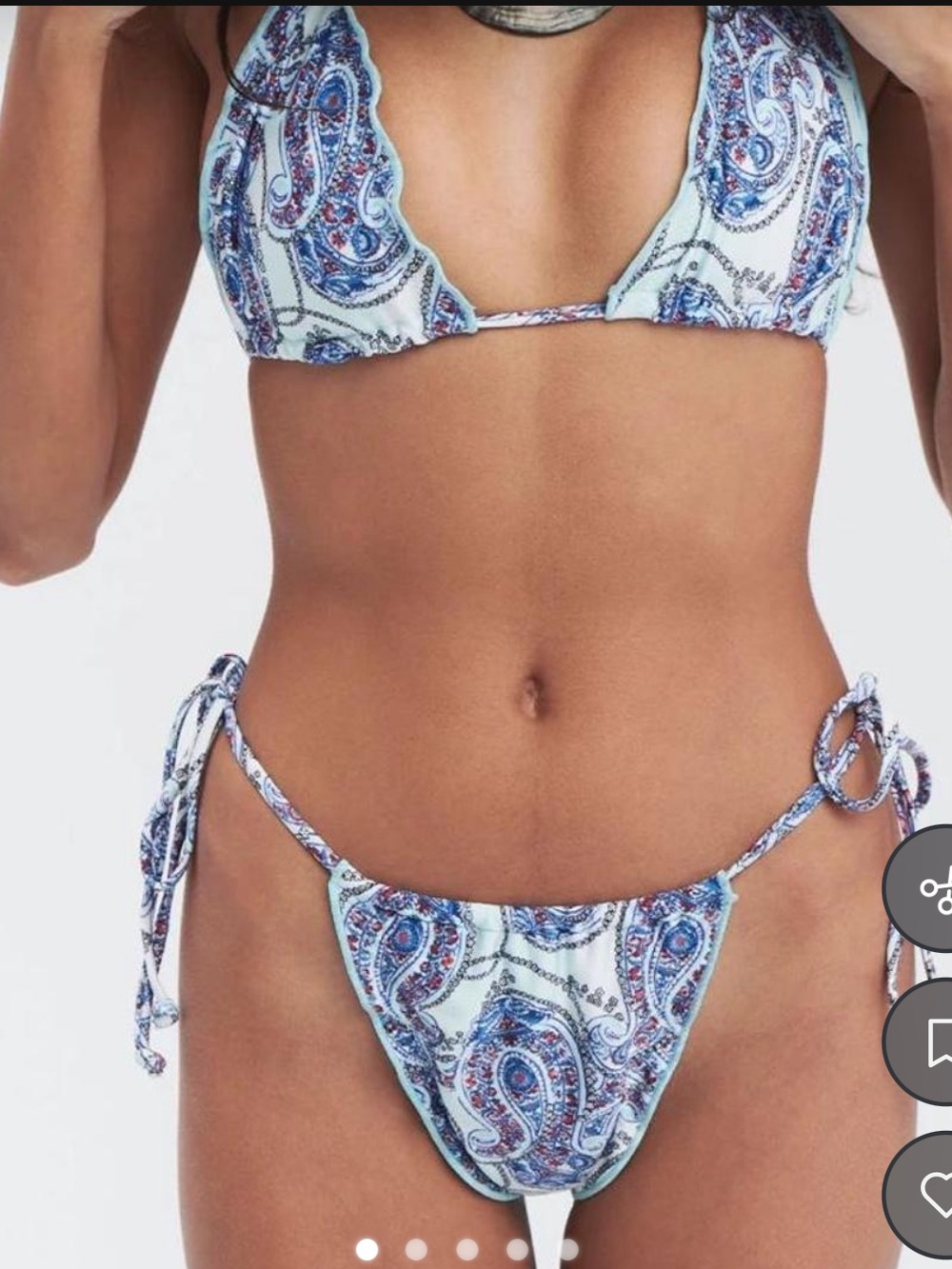 Frankie's Bikinis Light Blue Paisley Tie-Side Triangle Bikini